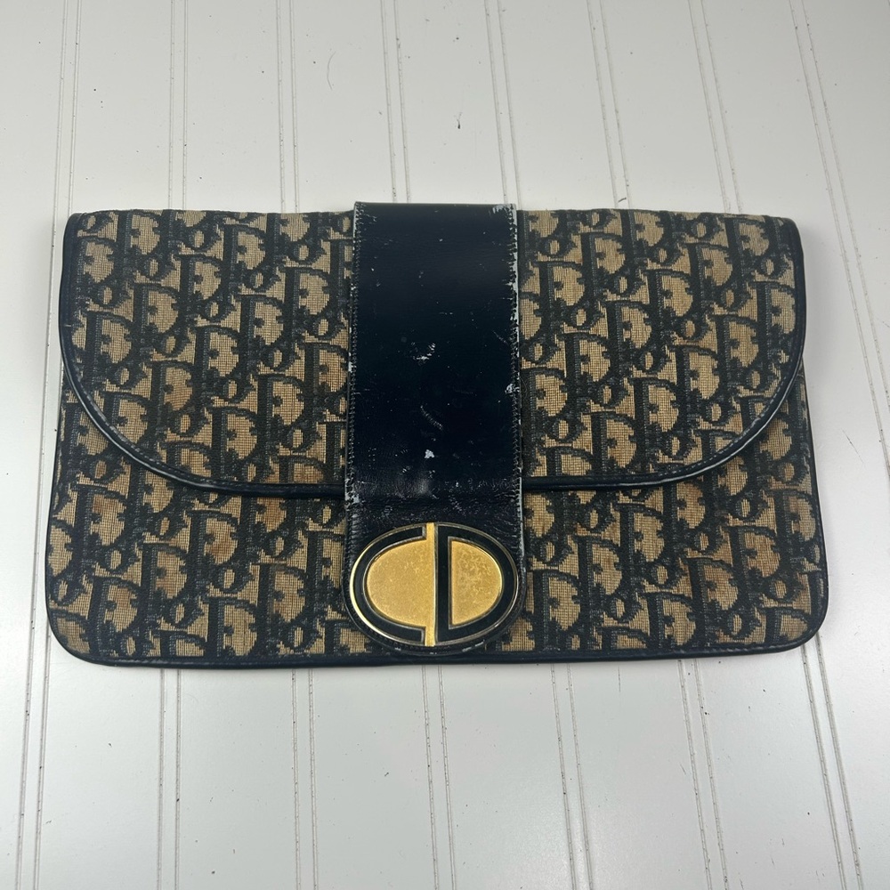 Christian Dior Black and Tan Monogram PVC Trotter Clutch - Picture 4 of 8